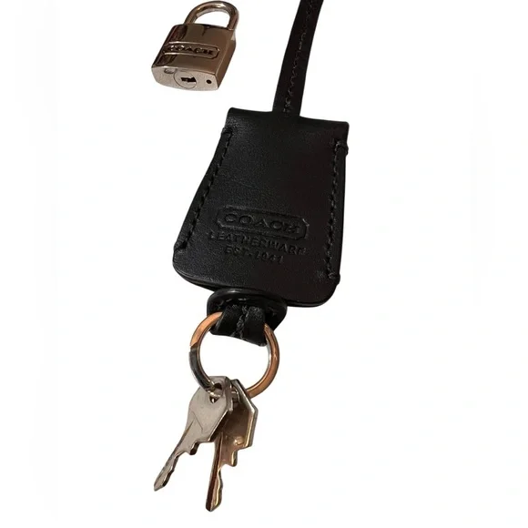 Coach Silver Padlock and Black Leather Clochette with two keys - Picture 4 of 15